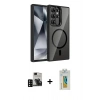 MARSİLYAN™- Galaxy S24 Ultra Kılıf Yadigar Asil Koleksiyonu - Siyah Polymer Nano Ekran Koruyucu + PVD Metal Kamera Lens - SH