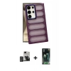 MARSİLYAN™- Galaxy S24 Ultra Kılıf Yadigar Doku Özel Seri - Şeffaf 360 Full Body Arka Koruyucu + PVD Metal Kamera Lens - DNMR