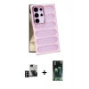 MARSİLYAN™- Galaxy S24 Ultra Kılıf Yadigar Doku Özel Seri - Şeffaf 360 Full Body Arka Koruyucu + PVD Metal Kamera Lens - DNMR