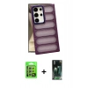 MARSİLYAN™- Galaxy S24 Ultra Kılıf Yadigar Doku Özel Seri - Şeffaf 360 Full Body Arka Koruyucu + Raze Metal Kamera Lens - GS