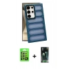 MARSİLYAN™- Galaxy S24 Ultra Kılıf Yadigar Doku Özel Seri - Şeffaf 360 Full Body Arka Koruyucu + Raze Metal Kamera Lens - GS
