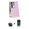 MARSİLYAN™- Galaxy S24 Ultra Kılıf Yadigar Doku Özel Seri - Şeffaf 360 Full Body Arka Koruyucu + Kamera Lens Koruma Cam - SF