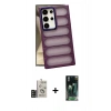 MARSİLYAN™- Galaxy S24 Ultra Kılıf Yadigar Doku Özel Seri - Siyah 360 Mat Full Body Arka Koruyucu + Bilvis Titan Kamera Lens - SH