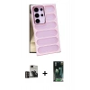 MARSİLYAN™- Galaxy S24 Ultra Kılıf Yadigar Doku Özel Seri - Siyah 360 Mat Full Body Arka Koruyucu + PVD Metal Kamera Lens - GD