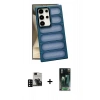 MARSİLYAN™- Galaxy S24 Ultra Kılıf Yadigar Doku Özel Seri - Siyah 360 Mat Full Body Arka Koruyucu + PVD Metal Kamera Lens - SH