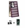 MARSİLYAN™- Galaxy S24 Ultra Kılıf Yadigar Doku Özel Seri - Siyah 360 Mat Full Body Arka Koruyucu + PVD Metal Kamera Lens - SH