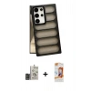 MARSİLYAN™- Galaxy S24 Ultra Kılıf Yadigar Doku Özel Seri - Siyah AutoKit 5in1 Fiber Polymer Nano Ekran Koruyucu + Bilvis Titan Kamera Lens - GD