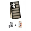 MARSİLYAN™- Galaxy S24 Ultra Kılıf Yadigar Doku Özel Seri - Siyah AutoKit 5in1 Fiber Polymer Nano Ekran Koruyucu + PVD Metal Kamera Lens - PE