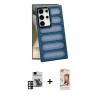 MARSİLYAN™- Galaxy S24 Ultra Kılıf Yadigar Doku Özel Seri - Siyah AutoKit 5in1 Fiber Polymer Nano Ekran Koruyucu + PVD Metal Kamera Lens - PE
