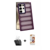 MARSİLYAN™- Galaxy S24 Ultra Kılıf Yadigar Doku Özel Seri - Siyah AutoKit 5in1 Fiber Polymer Nano Ekran Koruyucu + Kamera Lens Koruma Cam - SF