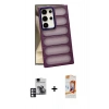 MARSİLYAN™- Galaxy S24 Ultra Kılıf Yadigar Doku Özel Seri - Siyah AutoKit 5in1 Fiber Polymer Nano Ekran Koruyucu + PVD Metal Kamera Lens - PE