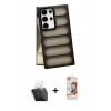 MARSİLYAN™- Galaxy S24 Ultra Kılıf Yadigar Doku Özel Seri - Siyah AutoKit 5in1 Fiber Polymer Nano Ekran Koruyucu + Kamera Lens Koruma Cam - SF