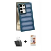 MARSİLYAN™- Galaxy S24 Ultra Kılıf Yadigar Doku Özel Seri - Siyah AutoKit 5in1 Fiber Polymer Nano Ekran Koruyucu + Kamera Lens Koruma Cam - SF