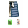 MARSİLYAN™- Galaxy S24 Ultra Kılıf Yadigar Doku Özel Seri - Siyah AutoKit 5in1 Fiber Polymer Nano Ekran Koruyucu + Raze Metal Kamera Lens - MR