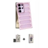 MARSİLYAN™- Galaxy S24 Ultra Kılıf Yadigar Doku Özel Seri - Siyah Bilvis 3D Cam Ekran Koruyucu + Bilvis Titan Kamera Lens - SH