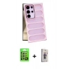 MARSİLYAN™- Galaxy S24 Ultra Kılıf Yadigar Doku Özel Seri - Siyah Bilvis 3D Cam Ekran Koruyucu + Raze Metal Kamera Lens - GS