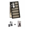 MARSİLYAN™- Galaxy S24 Ultra Kılıf Yadigar Doku Özel Seri - Siyah Bilvis Hayalet Cam Ekran Koruyucu + PVD Metal Kamera Lens - PE