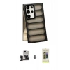 MARSİLYAN™- Galaxy S24 Ultra Kılıf Yadigar Doku Özel Seri - Siyah Joko Magic 5D Hayalet Cam + PVD Metal Kamera Lens - DNMR