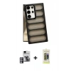 MARSİLYAN™- Galaxy S24 Ultra Kılıf Yadigar Doku Özel Seri - Siyah Joko Magic 5D Hayalet Cam + PVD Metal Kamera Lens - PE