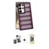 MARSİLYAN™- Galaxy S24 Ultra Kılıf Yadigar Doku Özel Seri - Siyah Joko Magic 5D Hayalet Cam + PVD Metal Kamera Lens - PE