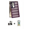 MARSİLYAN™- Galaxy S24 Ultra Kılıf Yadigar Doku Özel Seri - Siyah Polymer Nano Ekran Koruyucu + PVD Metal Kamera Lens - GD