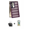 MARSİLYAN™- Galaxy S24 Ultra Kılıf Yadigar Doku Özel Seri - Siyah Polymer Nano Ekran Koruyucu + Kamera Lens Koruma Cam - SF