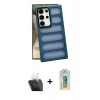 MARSİLYAN™- Galaxy S24 Ultra Kılıf Yadigar Doku Özel Seri - Siyah Polymer Nano Ekran Koruyucu + Kamera Lens Koruma Cam - SF