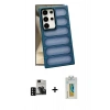 MARSİLYAN™- Galaxy S24 Ultra Kılıf Yadigar Doku Özel Seri - Siyah Polymer Nano Ekran Koruyucu + PVD Metal Kamera Lens - SH