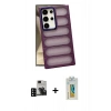 MARSİLYAN™- Galaxy S24 Ultra Kılıf Yadigar Doku Özel Seri - Siyah Polymer Nano Ekran Koruyucu + PVD Metal Kamera Lens - SH
