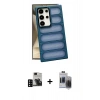 MARSİLYAN™- Galaxy S24 Ultra Kılıf Yadigar Doku Özel Seri - Siyah Vanessa Magic Hayalet Cam + PVD Metal Kamera Lens - SH