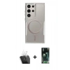 MARSİLYAN™- Galaxy S24 Ultra Kılıf Yadigar Klasik Özel Seri - Şeffaf 360 Full Body Arka Koruyucu + Kamera Lens Koruma Cam - SF