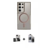 MARSİLYAN™- Galaxy S24 Ultra Kılıf Yadigar Klasik Özel Seri - Siyah Vanessa Magic Hayalet Cam + Derin Mor PVD Metal Kamera Lens