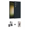 MARSİLYAN™- Galaxy S24 Ultra Kılıf Yankı Form Serisi - Siyah Bilvis 3D Cam Ekran Koruyucu + PVD Metal Kamera Lens - PE