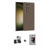 MARSİLYAN™- Galaxy S24 Ultra Kılıf Yankı Form Serisi - Siyah Bilvis Hayalet Cam Ekran Koruyucu + PVD Metal Kamera Lens - SH