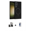 MARSİLYAN™- Galaxy S24 Ultra Kılıf Yankı Form Serisi - Siyah Durable Full Glue Curved Hayalet Cam + Derin Mor PVD Metal Kamera Lens