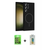 MARSİLYAN™- Galaxy S24 Ultra Kılıf Yankı Form Serisi - Siyah Polymer Nano Ekran Koruyucu + Raze Metal Kamera Lens - MR