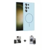 MARSİLYAN™- Galaxy S24 Ultra Kılıf Yankı Form Serisi - Siyah Vanessa Magic Hayalet Cam + PVD Metal Kamera Lens - DNMR