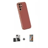 MARSİLYAN™- Galaxy S24 Ultra Kılıf Yankı Serisi - Siyah AutoKit 5in1 Fiber Hayalet Polymer Nano Ekran Koruyucu + PVD Metal Kamera Lens - SH