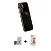 MARSİLYAN™- Galaxy S24 Ultra Kılıf Yankı Serisi - Siyah AutoKit 5in1 Fiber Polymer Nano Ekran Koruyucu + Bilvis Titan Kamera Lens - DNMR
