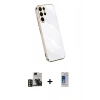 MARSİLYAN™- Galaxy S24 Ultra Kılıf Yankı Serisi - Siyah Durable Full Glue Curved Cam + PVD Metal Kamera Lens - GD