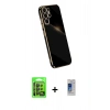 MARSİLYAN™- Galaxy S24 Ultra Kılıf Yankı Serisi - Siyah Durable Full Glue Curved Cam + Raze Metal Kamera Lens - SH