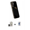 MARSİLYAN™- Galaxy S24 Ultra Kılıf Yankı Serisi - Siyah Durable Full Glue Curved Hayalet Cam + Bilvis Titan Kamera Lens - GD