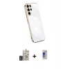 MARSİLYAN™- Galaxy S24 Ultra Kılıf Yankı Serisi - Siyah Durable Full Glue Curved Hayalet Cam + Bilvis Titan Kamera Lens - GD