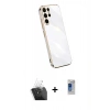 MARSİLYAN™- Galaxy S24 Ultra Kılıf Yankı Serisi - Siyah Durable Full Glue Curved Hayalet Cam + Kamera Lens Koruma Cam - SF