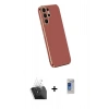 MARSİLYAN™- Galaxy S24 Ultra Kılıf Yankı Serisi - Siyah Durable Full Glue Curved Hayalet Cam + Kamera Lens Koruma Cam - SF