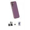 MARSİLYAN™- Galaxy S24 Ultra Kılıf Yankı Serisi - Siyah Durable Full Glue Curved Hayalet Cam + PVD Metal Kamera Lens - GD