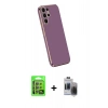 MARSİLYAN™- Galaxy S24 Ultra Kılıf Yankı Serisi - Siyah Vanessa Magic Hayalet Cam + Raze Metal Kamera Lens - GI