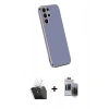 MARSİLYAN™- Galaxy S24 Ultra Kılıf Yankı Serisi - Siyah Vanessa Magic Hayalet Cam + Kamera Lens Koruma Cam - SF