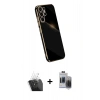MARSİLYAN™- Galaxy S24 Ultra Kılıf Yankı Serisi - Siyah Vanessa Magic Hayalet Cam + Kamera Lens Koruma Cam - SF