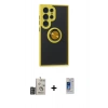 MARSİLYAN™- Galaxy S24 Ultra Kılıf Yörünge Çizgi - Siyah Durable Full Glue Curved Cam + Bilvis Titan Kamera Lens - DNMR